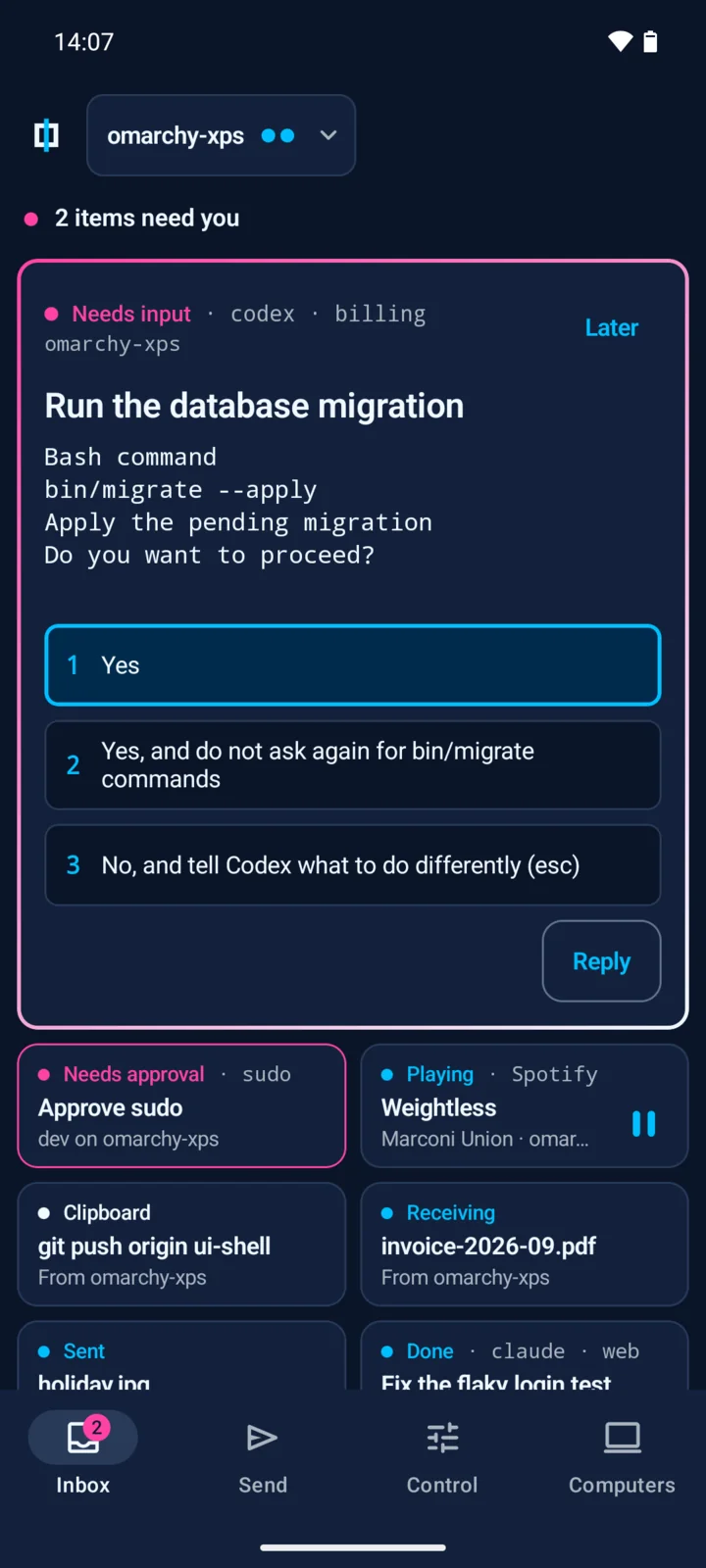 The Flux Inbox in the Futurism theme.